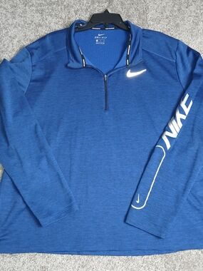 Nike Running Dri-FIT Blue Quarter-Zip Pullover for Men - XXL